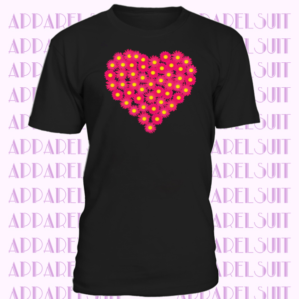 Lovely Flower Heart Ladies Cute BouqetT-shirt