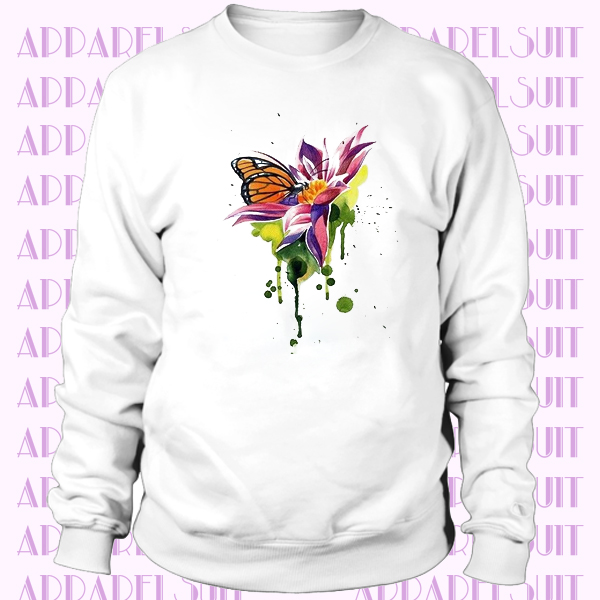 Monarch Butterfly On Pink Flower Sweatshirt