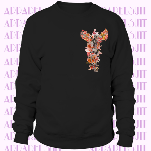 Skeleton Flower Art Womens Sweatshirt