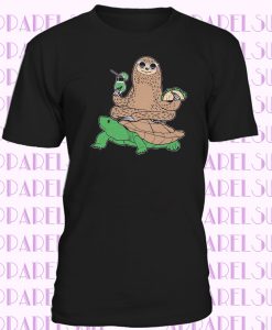 Sloth Riding Turtle Beautiful Flower Womens T-shirt