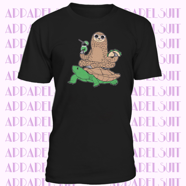 Sloth Riding Turtle Beautiful Flower Womens T-shirt