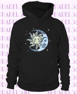 Sun and Moon Art Image with Stars Hoodie