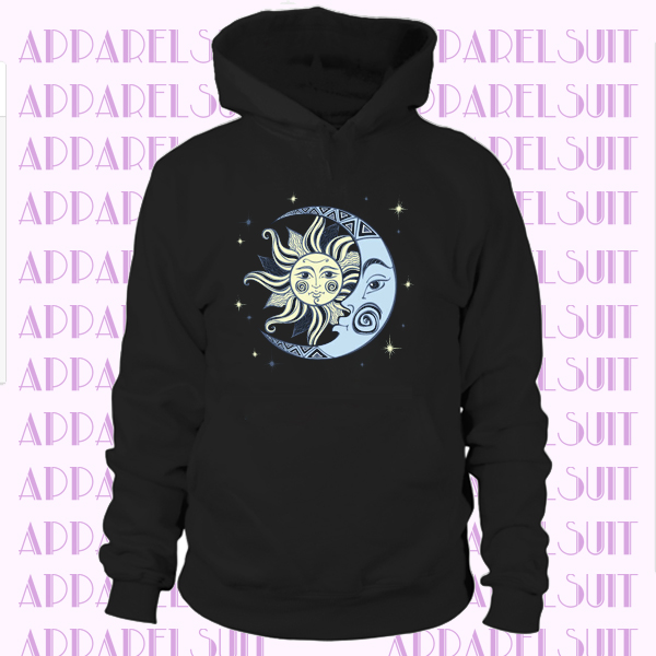 Sun and Moon Art Image with Stars Hoodie