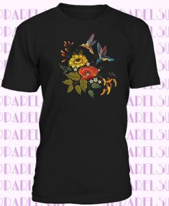 Two Hummingbirds With Flowers T-shirt