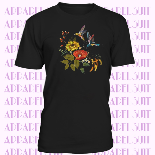 Two Hummingbirds With Flowers T-shirt