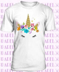 Unicorn Cute Face With Flowers T-shirt