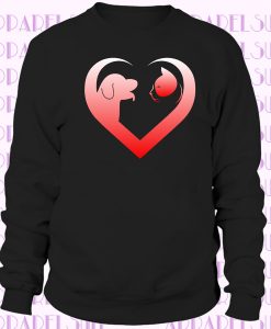 Cat Dog Love Heart Graphic Sweatshirt