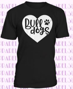 Love bulldogs funky heart paw print dogs animals pet owner T-shirt