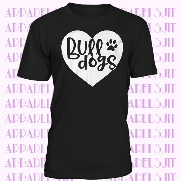 Love bulldogs funky heart paw print dogs animals pet owner T-shirt