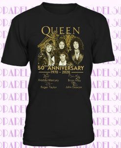 Popular QUEEN 50th Anniversary Freddie Mercury Guitar T-shirt