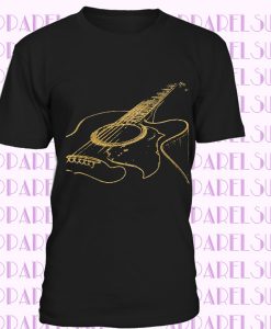 Acoustic Guitar T-Shirt Musician Tee Think Out Loud Apparel, 100% Cotton, guitar player gift for men cool guitar band shirt music lover tee