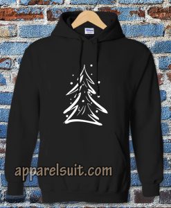 Evergreen Scribble Snow Tree Boyfriend Tee Hoodie