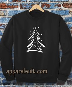 Evergreen Scribble Snow Tree Boyfriend Tee Sweatshirt