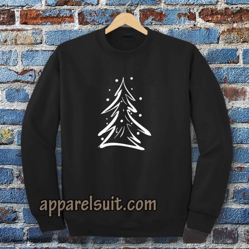 Evergreen Scribble Snow Tree Boyfriend Tee Sweatshirt