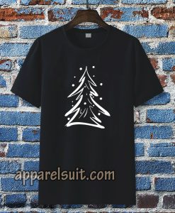 Evergreen Scribble Snow Tree Boyfriend Tee T-shirt