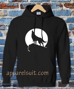 Howling wolf silhouette and full moon Hoodie