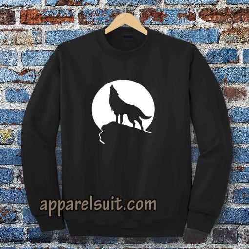 Howling wolf silhouette and full moon Sweatshirt