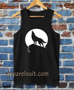 Howling wolf silhouette and full moon Tanktop