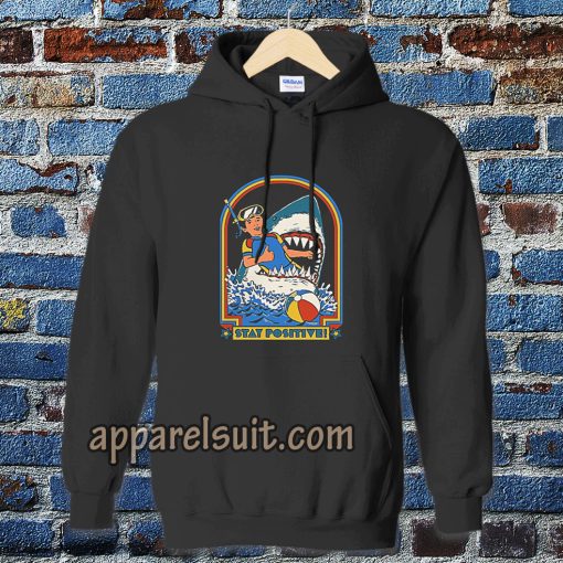 Funny Stay Positive Shark Attack Retro Comedy hoodie TPKJ3