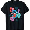 Disney Stitch Funny Candy Hearts Valentine's Day T-Shirt TPKJ3