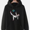 Mens Astronaut Planet Print Kangaroo Pocket Drawstring Hoodies TPKJ3