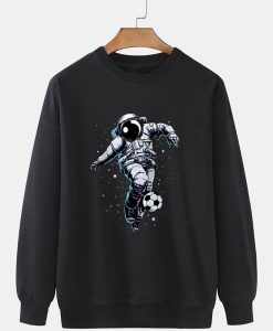 Mens Astronaut Football Print Crew Neck Casual Pullover Sweatshirt TPKJ3