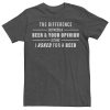 Men's Beer And Opinion Humor Tee TPKJ3