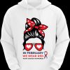 n February We Wear Red Messy Bun Heart Disease Awareness Hoodie TPKJ3