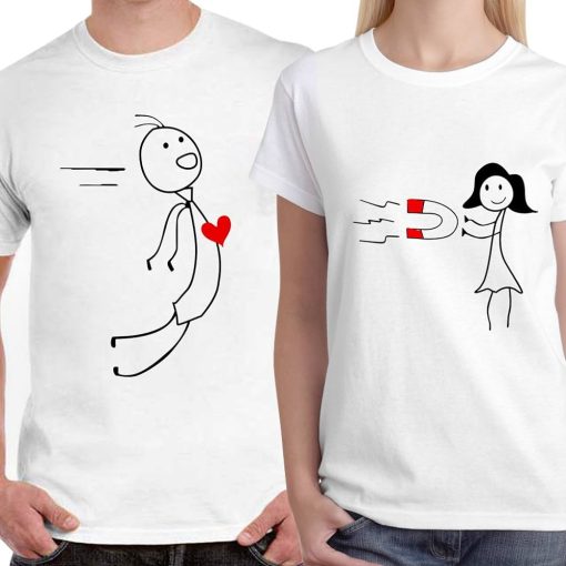 Magnet Design Couple Unisex Love Couple T-Shirts thd